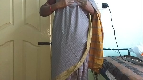 Desi Slut Vanitha In Grey Saree Exposes Huge Tits And Shaved Cunt, Fucking Her Nipples And Rubbing Her Wet Pussy