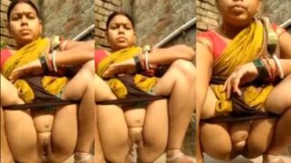 Exposed Bhabhi Pees Outside And Captures It On Camera