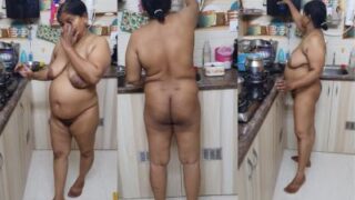 Desi Auntie Strips Bare In The Kitchen, Letting Her Curves Shine
