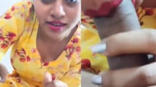 Hot Babe Slobbers All Over A Thick Desi Cock, Giving A Wet, Dirty Blowjob