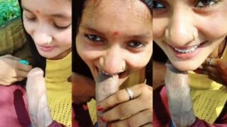 Village Bhabhi Takes A Wild, Dirty Desi Blowjob Right Out In The Open Farm